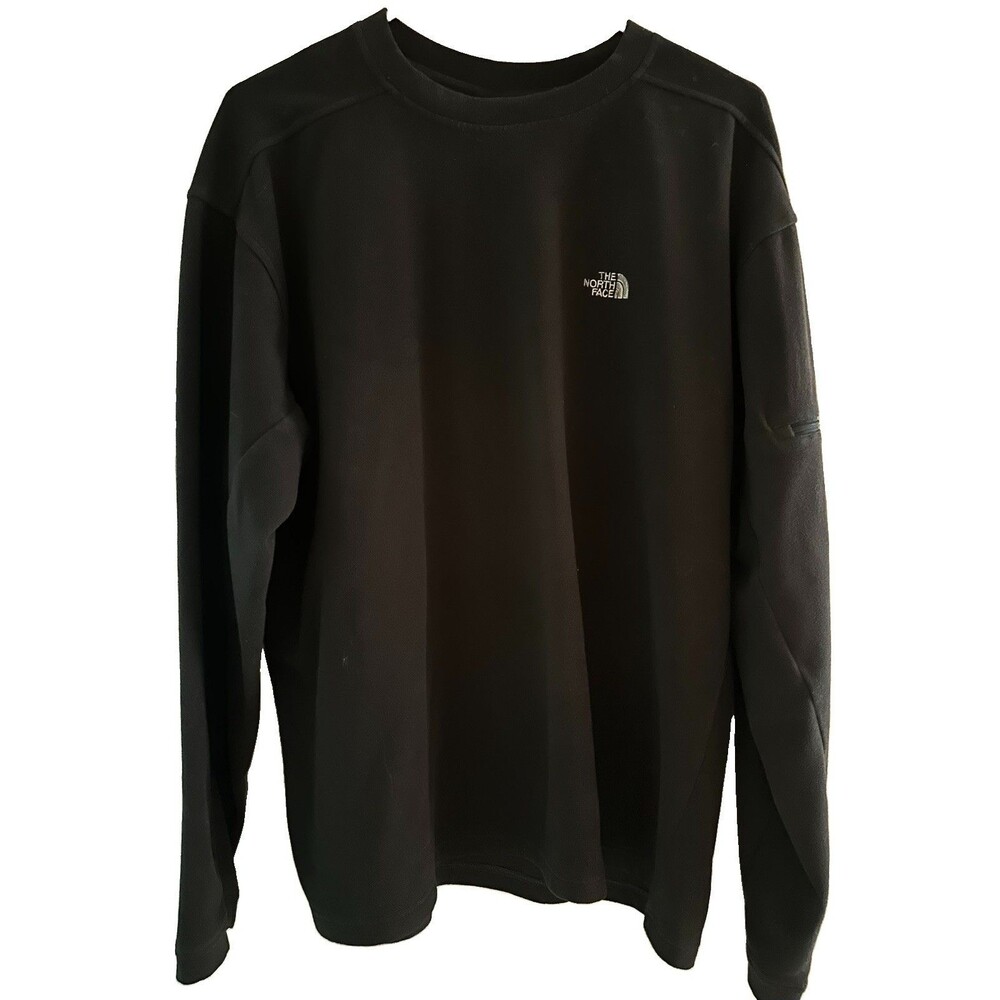 North Face Sweatshirt Mens L Charcoal TKA 100 Fleece Pullover Crew Zip Pocket